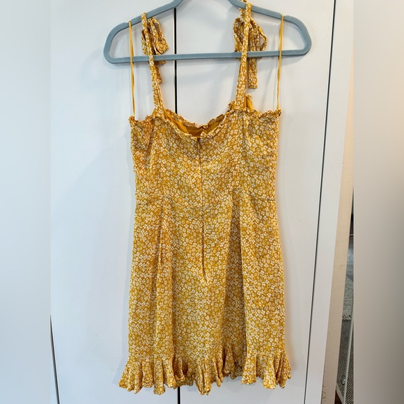 Bardot - Yellow Dress with adorable Tie Straps and all over Ruffle Trim - Picture 7 of 9